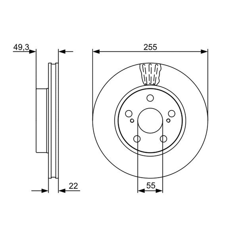 Bosch 2 x Vented Brake Discs fits Toyota Prius Liftback 2003-2009 1.5