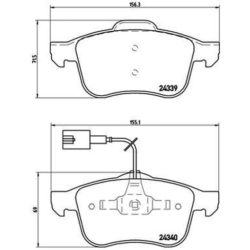 Brembo 4 x Front Brake Pad Set fits Alfa Romeo 159 2005-2011 1.8 1.9 2.2