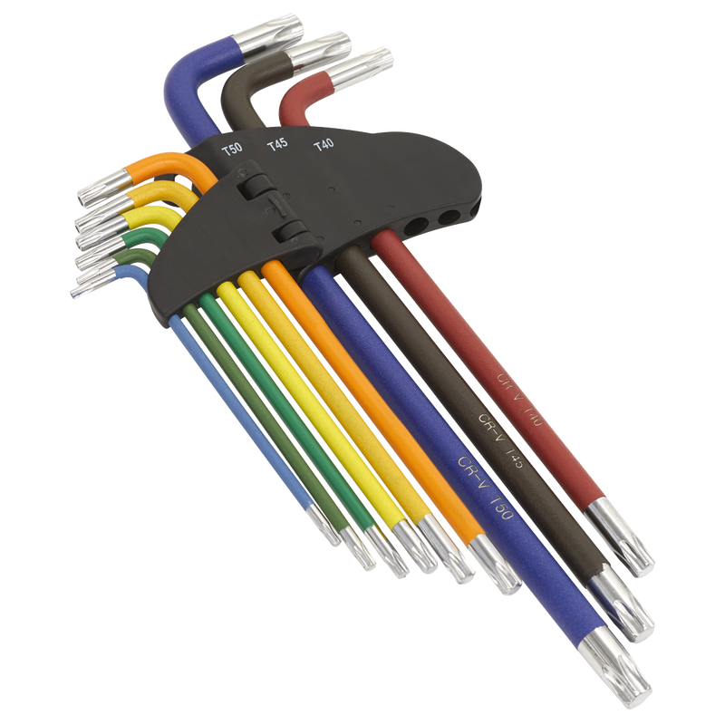 Sealey TWIN PACK EXTRA LONG Ball-End Allen Hex Key & TORX TRX Star Set Coloured Sealey  - Dynamic Drive