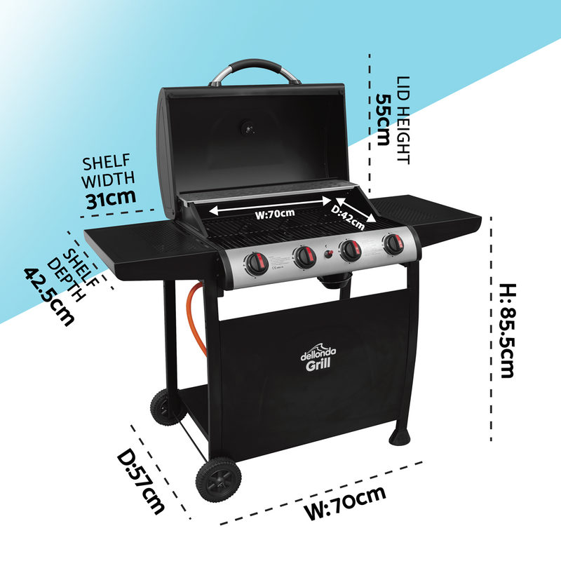 Dellonda 4 Burner Gas BBQ Dellonda  - Dynamic Drive