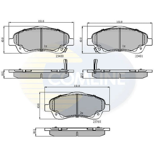 Comline Front Brake Pad Set fits Toyota Avensis 2003-2008 1.6 1.8 2.0 2.2 2.4