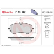 Brembo 4 x Rear Brake Pad Set fits Man Tge 2017-2024 2.0