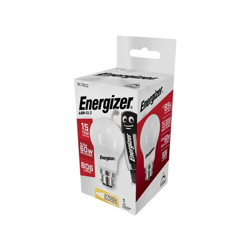Energizer® LED BC (B22) Opal GLS Dimmable Bulb, Warm White 806 lm 8.8W Energizer® - Dynamic Drive