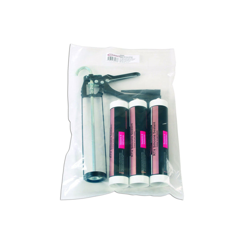 Tool Connection Black Silicone Sealant 300ml & Caulking Gun 37237 Connect Workshop Consumables - Dynamic Drive