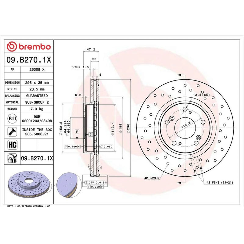 Brembo Xtra 2 x / Brake Discs fits Honda Accord VIII 2008-2015 2.0 2.2 2.4
