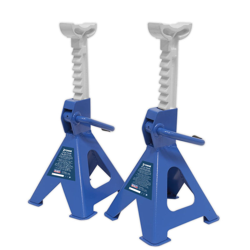 Sealey AXLe Stands (Pair) 2 Tonne Capacity per Stand Ratchet Type Blue Sealey - Dynamic Drive