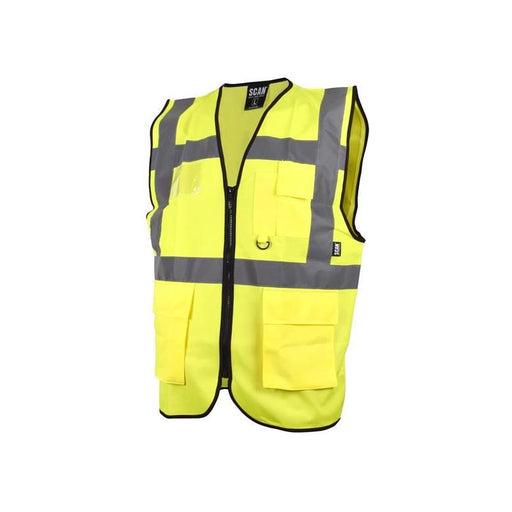 Scan Hi-Vis Utility Yellow Waistcoat - XL (48in) Scan - Dynamic Drive