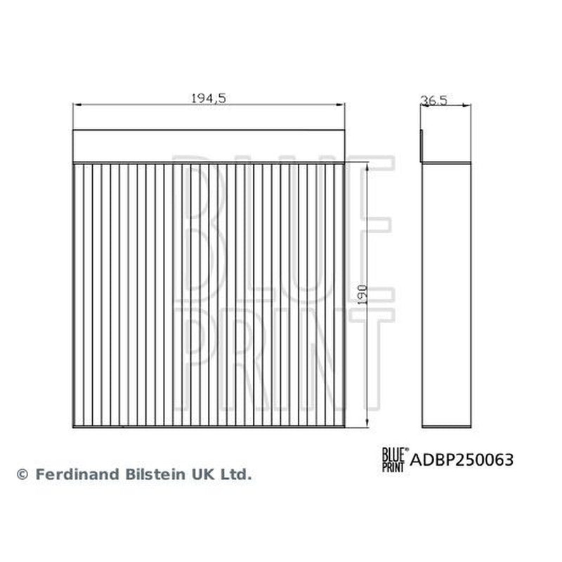 Blue Print Cabin Air Filter (Pollen Filter) fits MG Zs SUV 2017 on 1.0 1.5