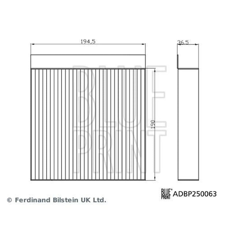 Blue Print Cabin Air Filter (Pollen Filter) ADBP250063