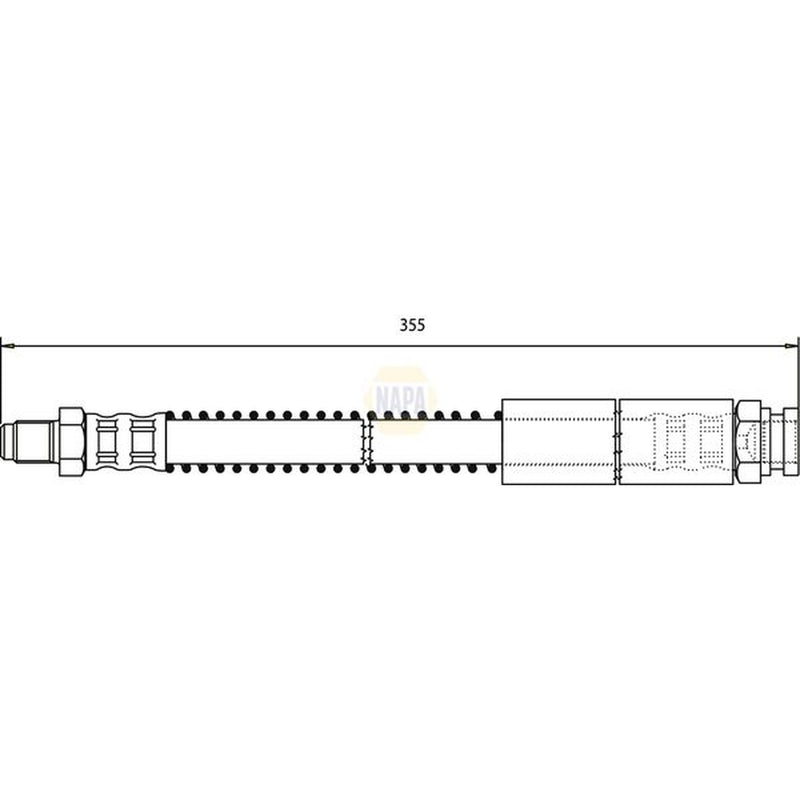 NAPA Brake Hydraulic Hose Line Front fits Citroën C15 Box Body 1986-2000 1.4 1.8