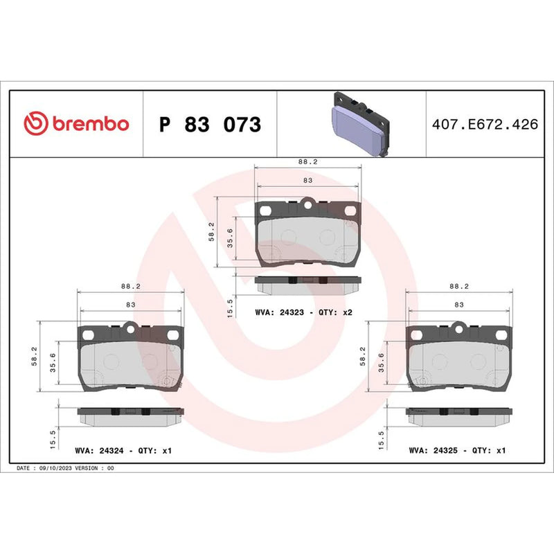 Brembo 4 x Rear Brake Pad Set fits Lexus Gs 2005-2011