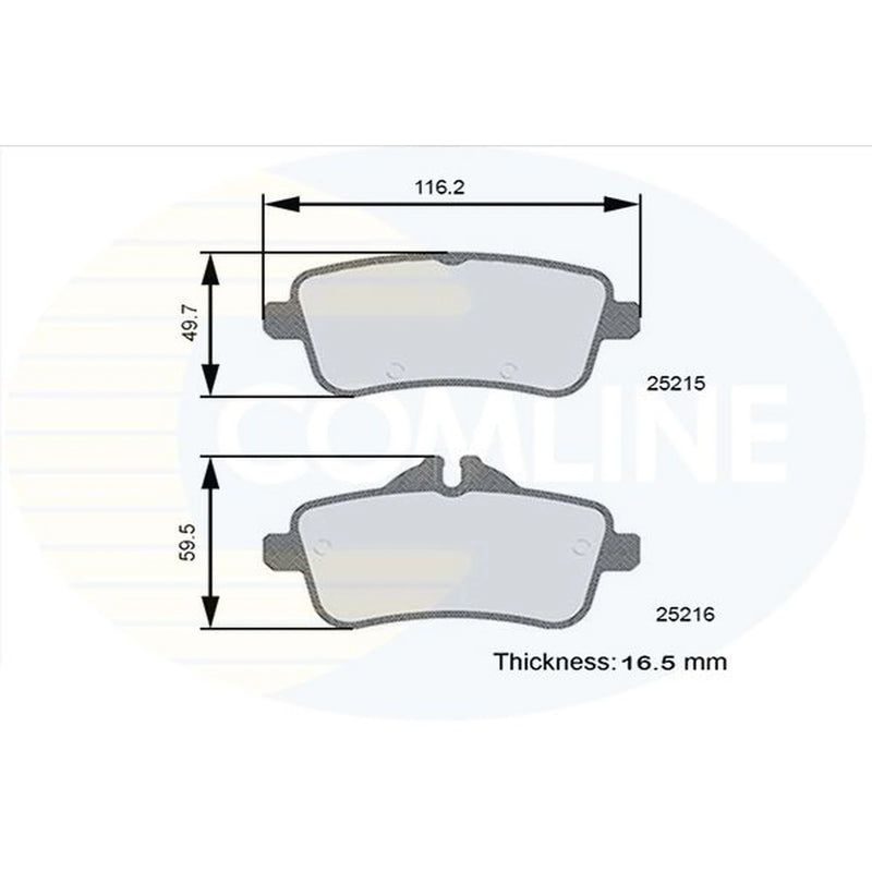 Comline 4 x Rear Brake Pad Set fits Mercedes-Benz A-Class 2013-2018 176.052
