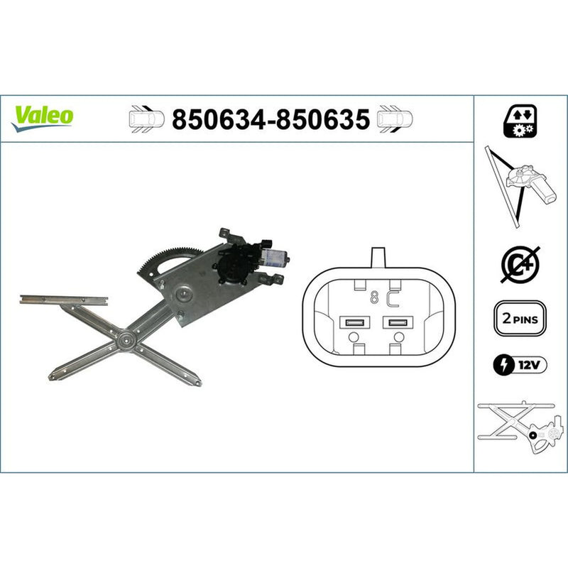 Valeo Electric Window Regulator Lifter Right Front 850635