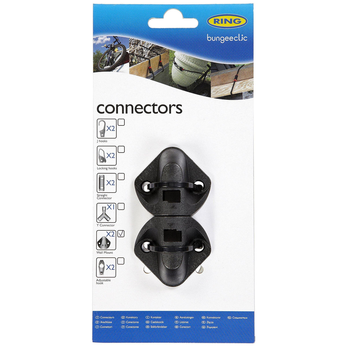 Ring RLS6 BungeeClic Connector Pack with Wall Mounts, Black, Set of 2 ...