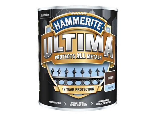Hammerite Ultima Metal Paint Smooth Brown 750ml Hammerite - NN4 Online