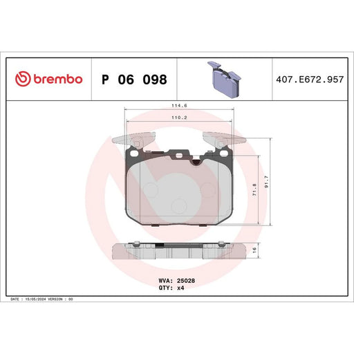 Brembo 4 x Front Brake Pad Set fits BMW 1 2019-2020