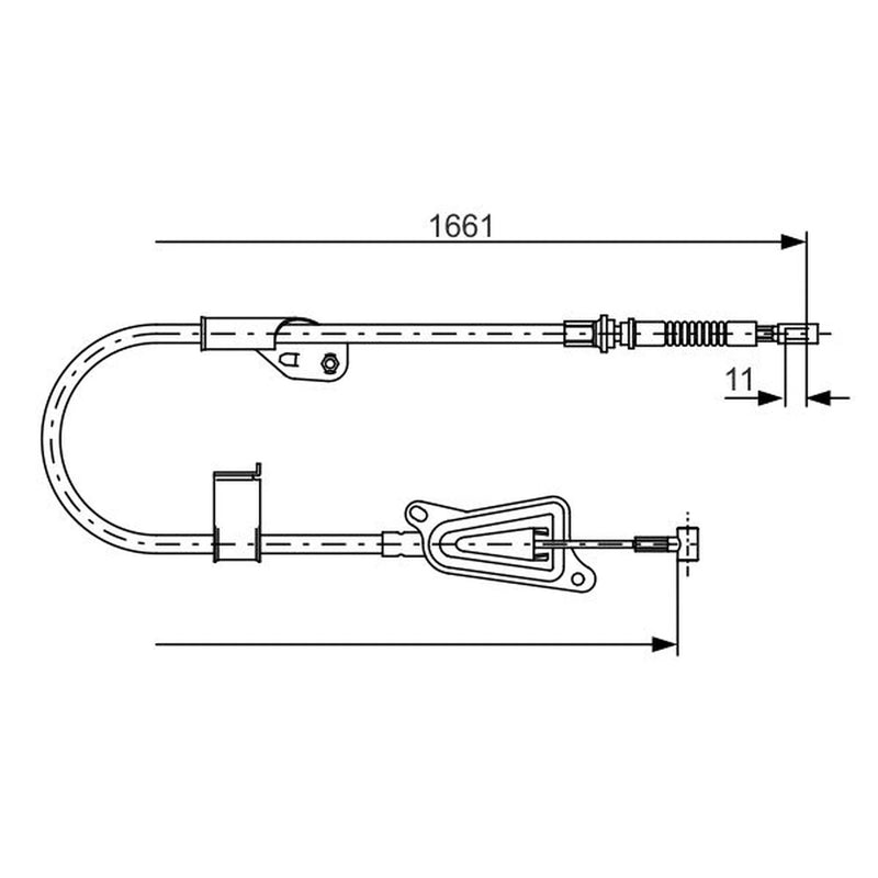 Bosch Handbrake Cable Right Rear fits Nissan Almera 2000-2006 1.5 1.8 2.2