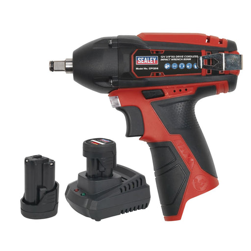 Sealey Impact Wrench Kit 3/8"Sq Drive 12V SV12 Series 2 Batteries CP1204KIT Sealey - Dynamic Drive