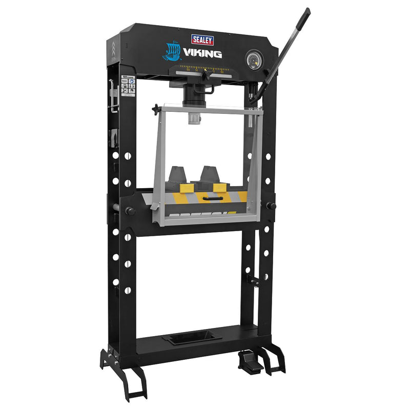 Viking Floor Type Air/Hydraulic Press with Sliding Ram and Foot Pedal 50 Tonne Viking - Dynamic Drive