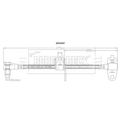 Borg & Beck Brake Hydraulic Hose Line Front Right BBH6997
