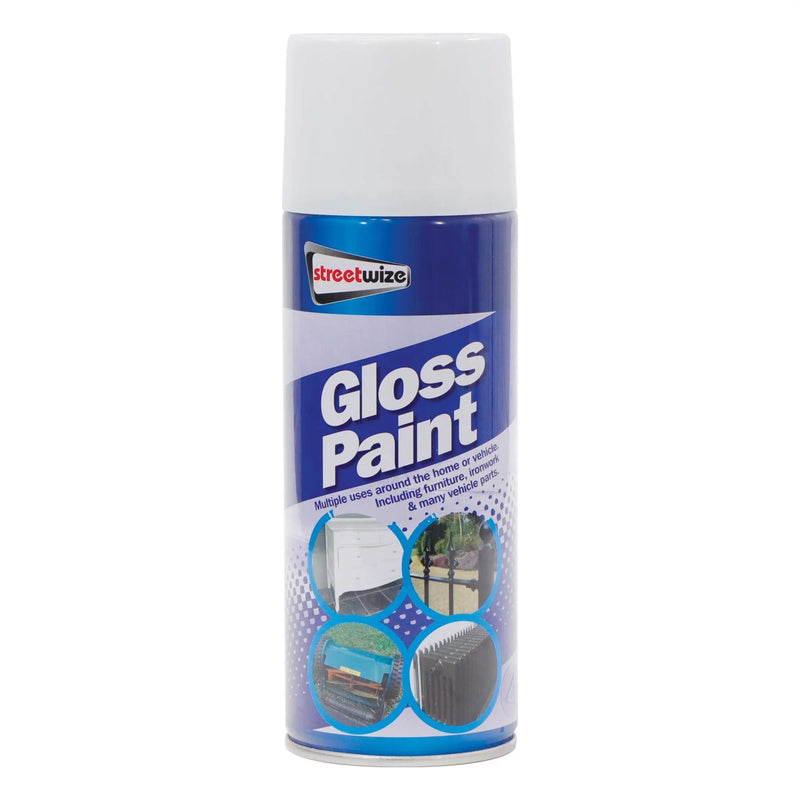 Streetwize Gloss White Spray Paint 400 ml Aerosol SWCHEM27 - swchem27