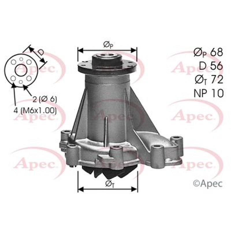 Apec Engine Cooling Water Pump fits Mercedes-Benz 124 1988-1993 124.128 124.133