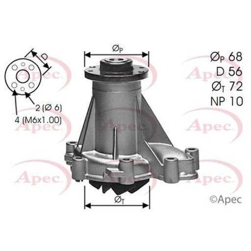 Apec Engine Cooling Water Pump fits Mercedes-Benz 124 1988-1993 124.128 124.133