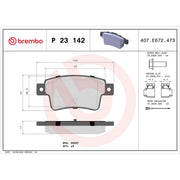 Brembo 4 x Rear Brake Pad Set fits Abarth Grande Punto 2007-2010 1.4