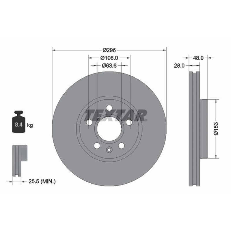 Textar 2 x Vented Front Brake Discs 92287505-x2