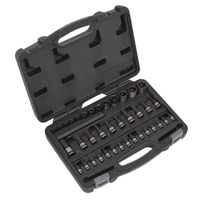 Sealey TRX-Star* Socket & Security Socket Bit Set 38pc 1/4" 3/8" & 1/2"Sq Drive Sealey  - Dynamic Drive