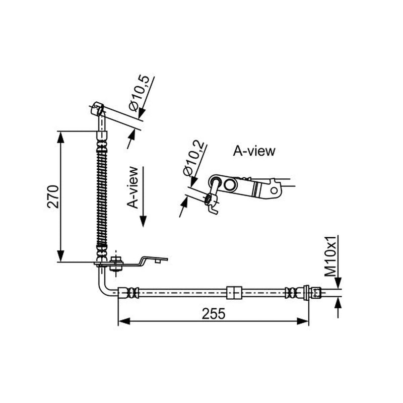 Bosch Brake Hydraulic Hose Line Front Left fits Mazda 6 2007-2013