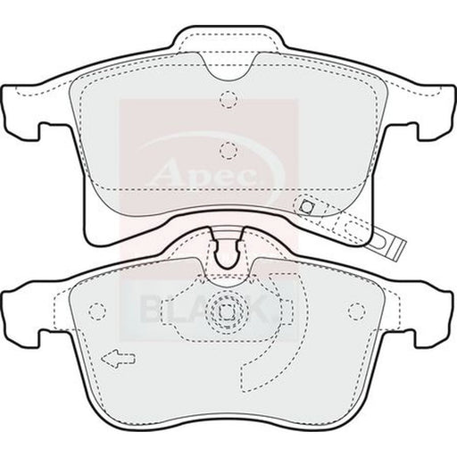 Apec Black Front Brake Pad Set fits Opel Adam 2014-2019 1.4