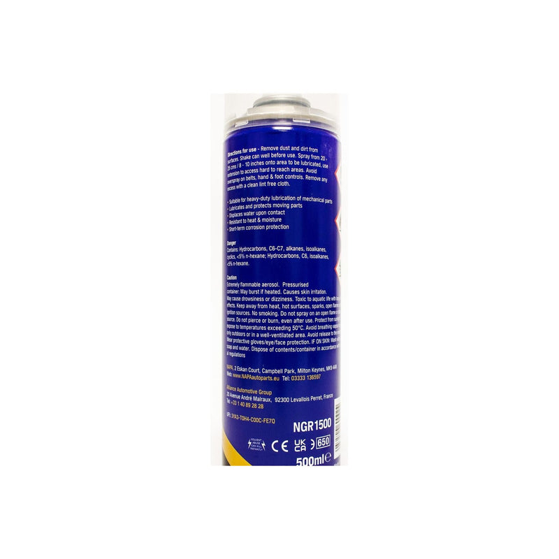 2x NAPA High Performance White Lithuim Grease 500ml Lubrication Spray Aerosol NAPA - Dynamic Drive