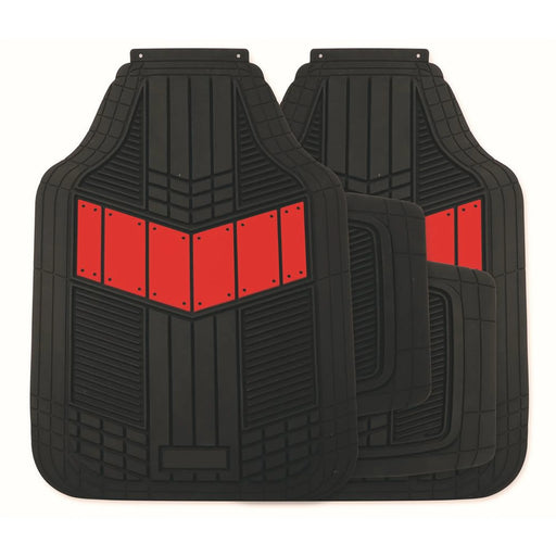 Streetwize Car Black Carpet Floor Mats Red Heel Pad Universal Fit - SWCM136