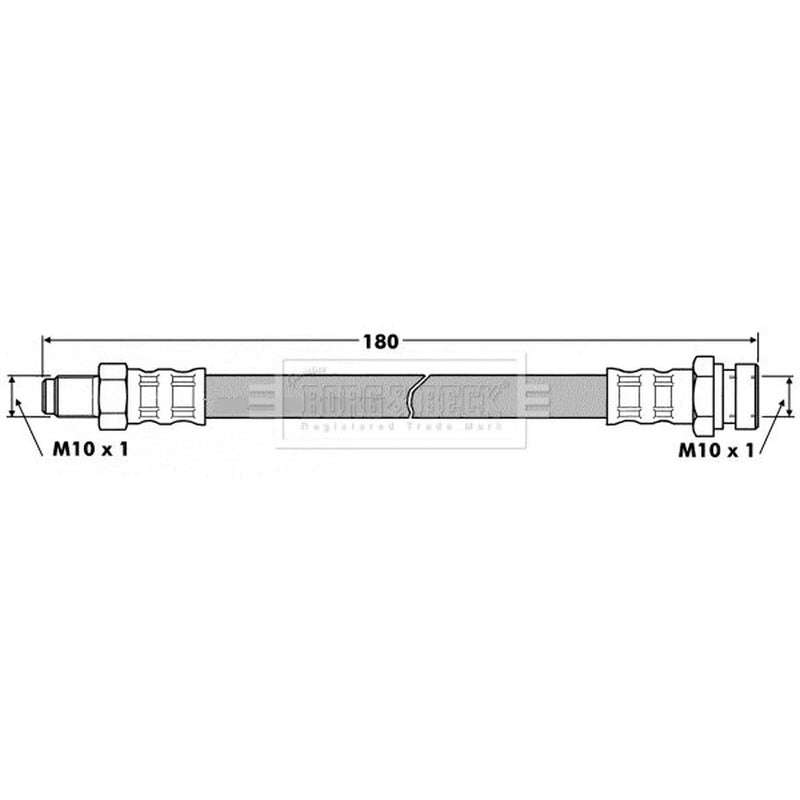 Borg & Beck Brake Hydraulic Hose Line Front BBH7453