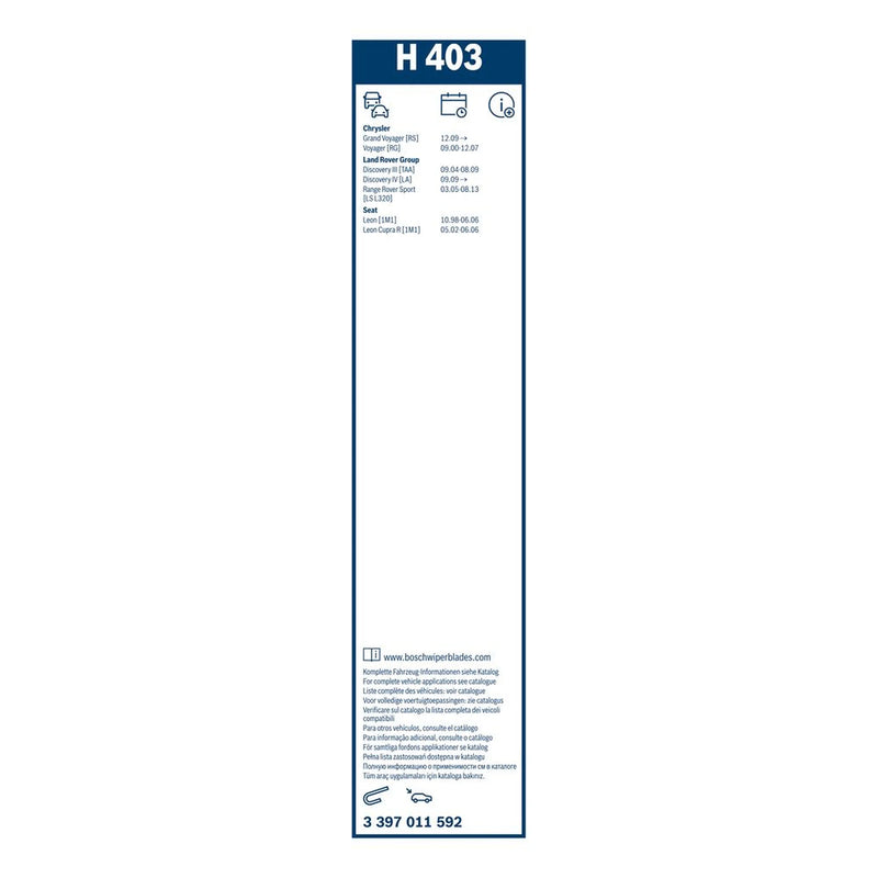 Bosch Conventional Wiper Blade 400mm — H403 fits Chrysler Grand Voyager V
