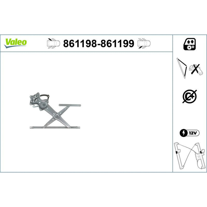 Valeo Electric Window Regulator Lifter Right Rear 861199