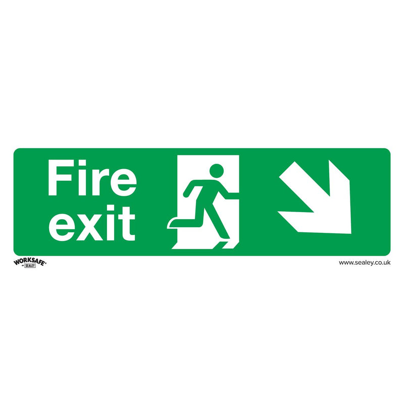 Sealey Safe Conditions Safety Sign Fire Exit (Down Right) Rigid Plastic Pack of Sealey - Dynamic Drive