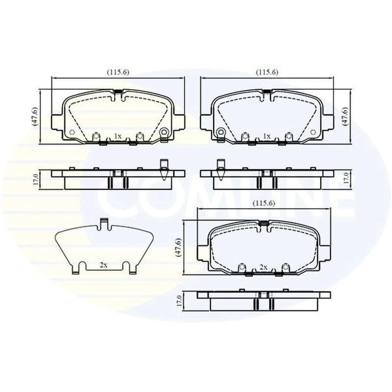 Comline 4 x Rear Brake Pad Set fits Jeep Compass 2016-2017 1.4 1.6 2.0