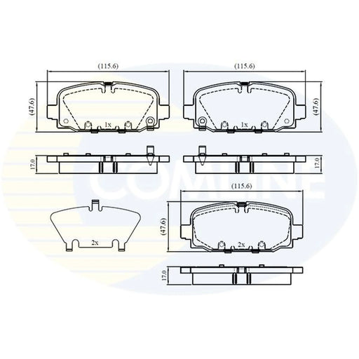 Comline 4 x Rear Brake Pad Set fits Jeep Compass 2016-2017 1.4 1.6 2.0