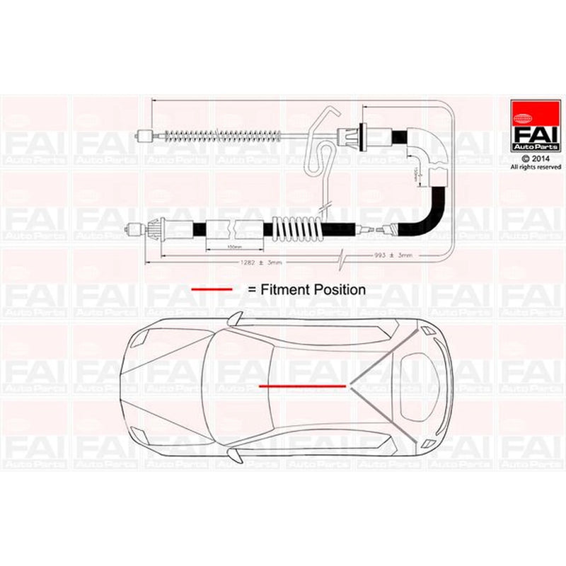FAI Handbrake Cable Front fits Ford Transit 2000-2006 2.0 2.3 2.4