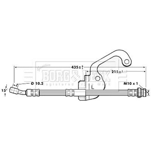 Borg & Beck Brake Hydraulic Hose Line Front Left BBH7055