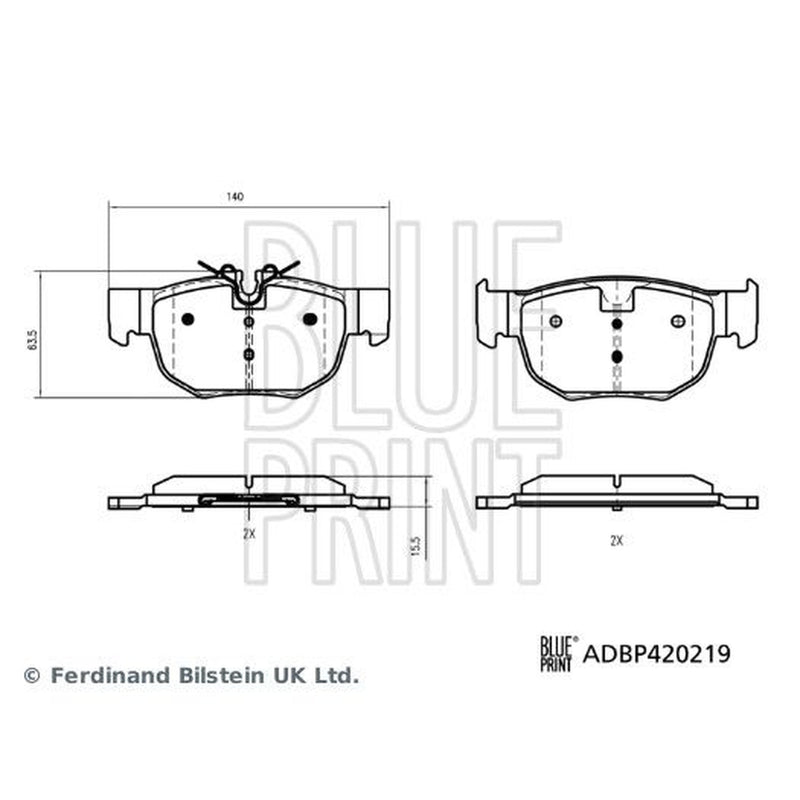 Blue Print Rear Brake Brake Disc Discs & Pads fits Land Rover Range Rover Velar