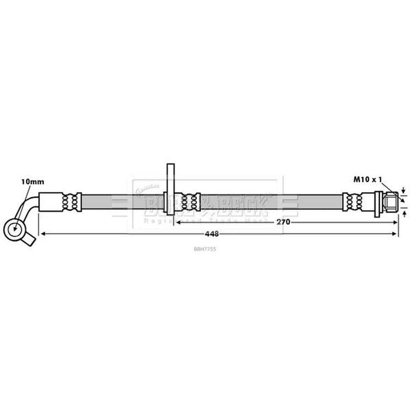 Borg & Beck Brake Hydraulic Hose Line Rear Right BBH7755