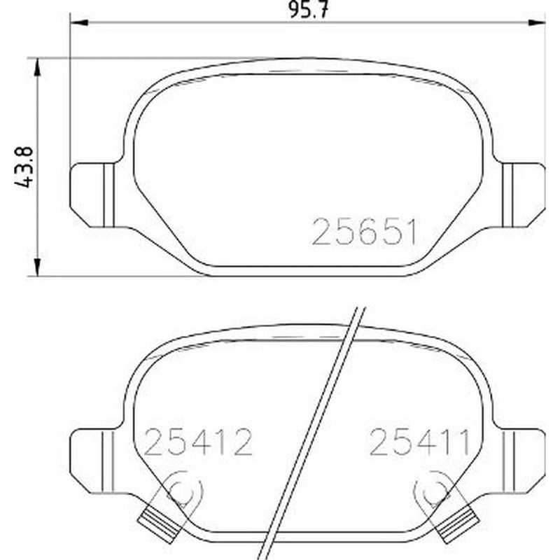 Brembo 4 x Rear Brake Pad Set fits Fiat 500 2007 on 1.4