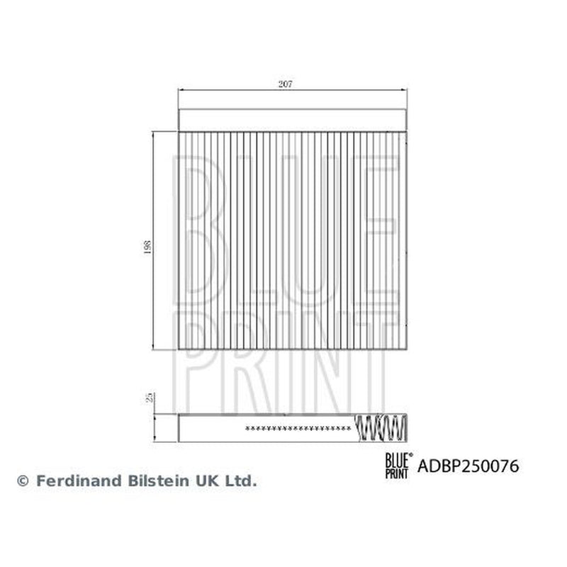 Blue Print Cabin Air Filter (Pollen Filter) Front fits MG Hs 2018 on 1.5