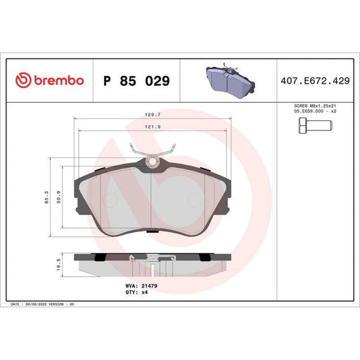 Brembo Front Brake Pad Set fits VW California T4 Camper 1994-2002 1.9 2.4 2.5