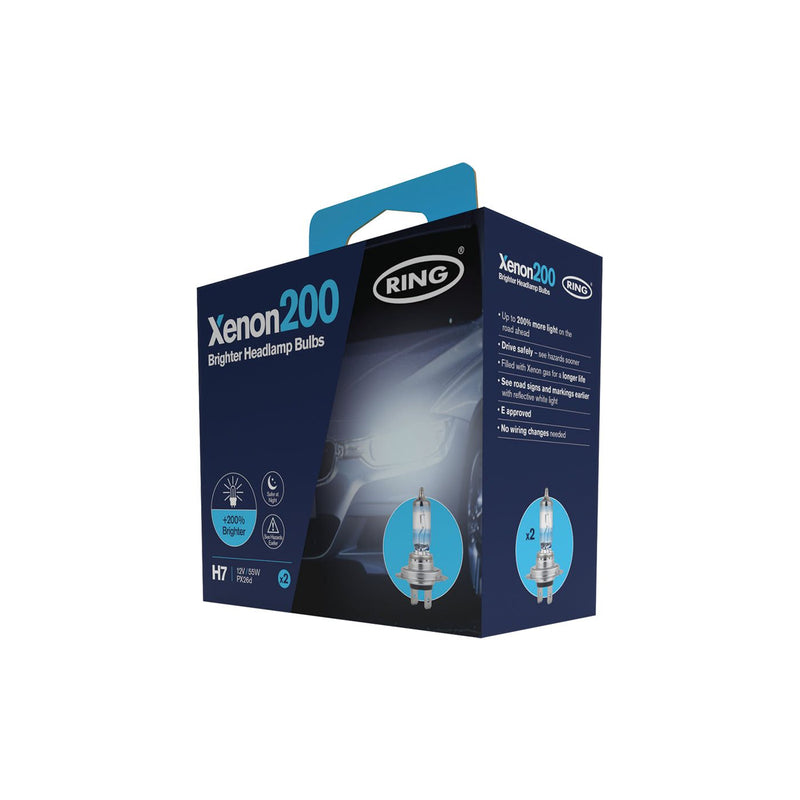 Ring Xenon 200 H7 Head Light Bulbs | Performance +200% Brighter - Pair Osram  - Dynamic Drive