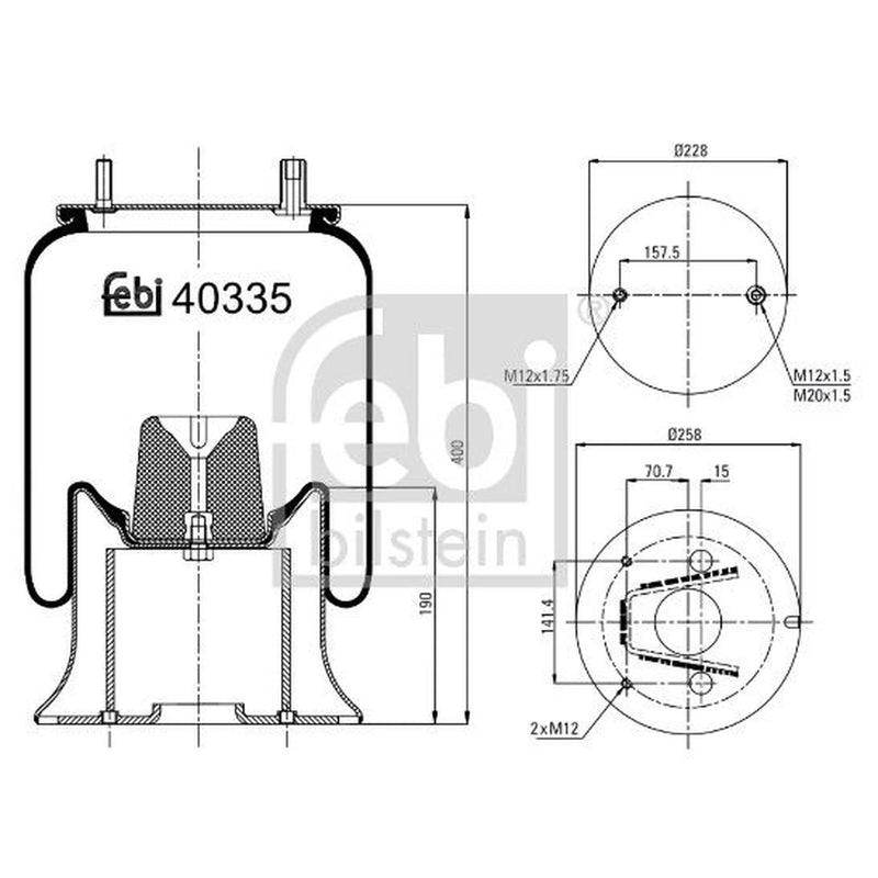 Febi Air Suspension Bellow 258mm 40335