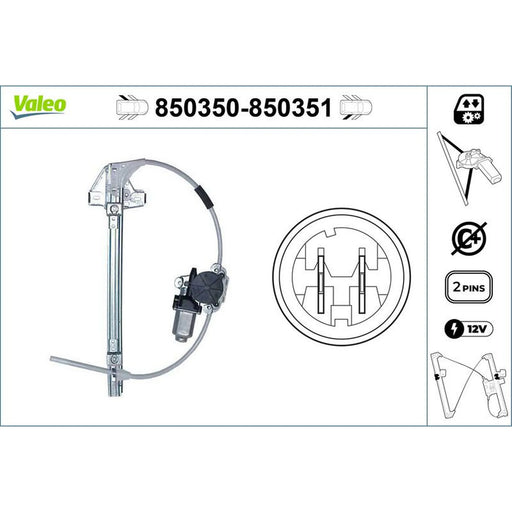 Valeo Electric Window Regulator Lifter Left Rear 850350